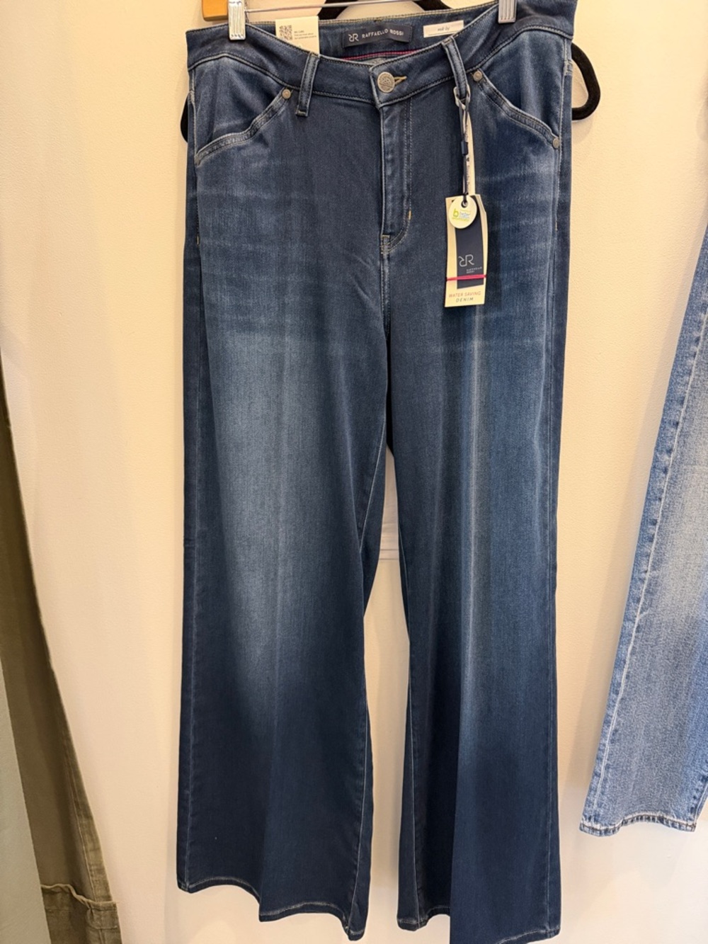 Raffaello Rossi Modell Sena High Rise  Dark Blue Wide Leg Jeans size 40 NWT